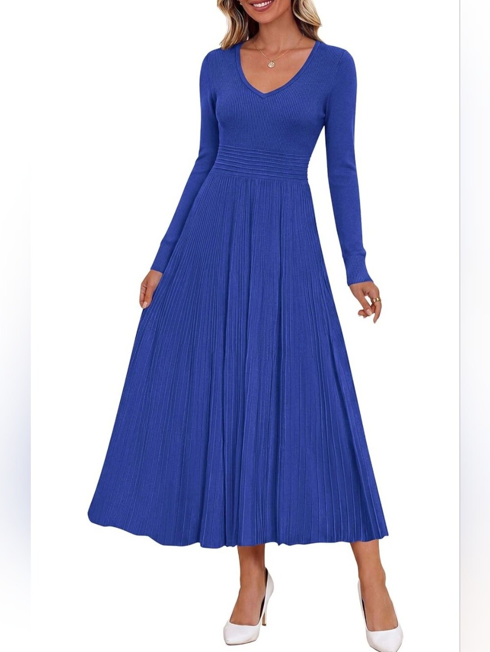 NWT PrettyGarden Blue Ribbed Knit Dress - Medium